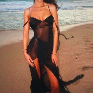 Sheer Black Mesh Slip Dress